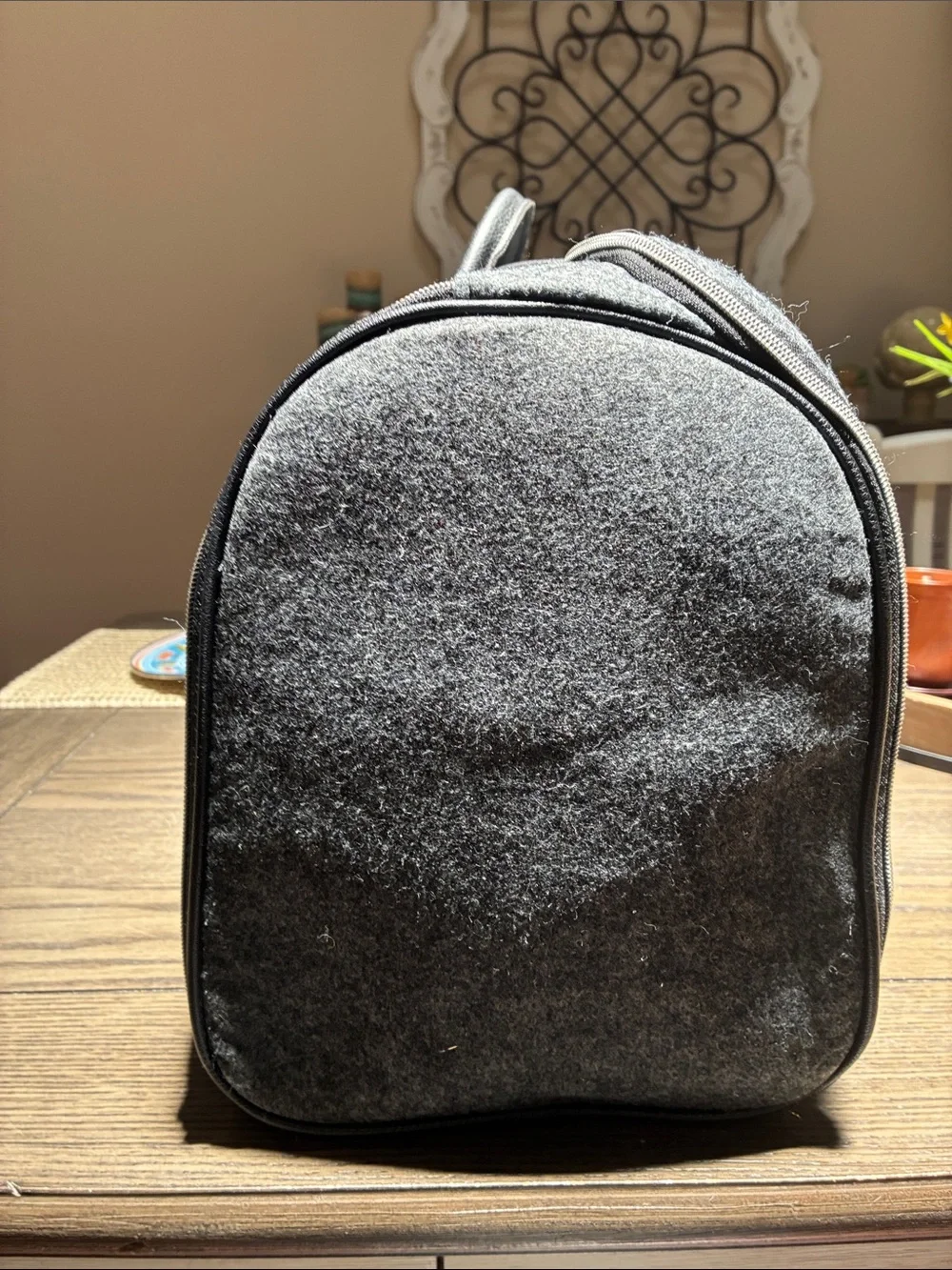 John Varvatos Gray Felt Duffel with Black Trim